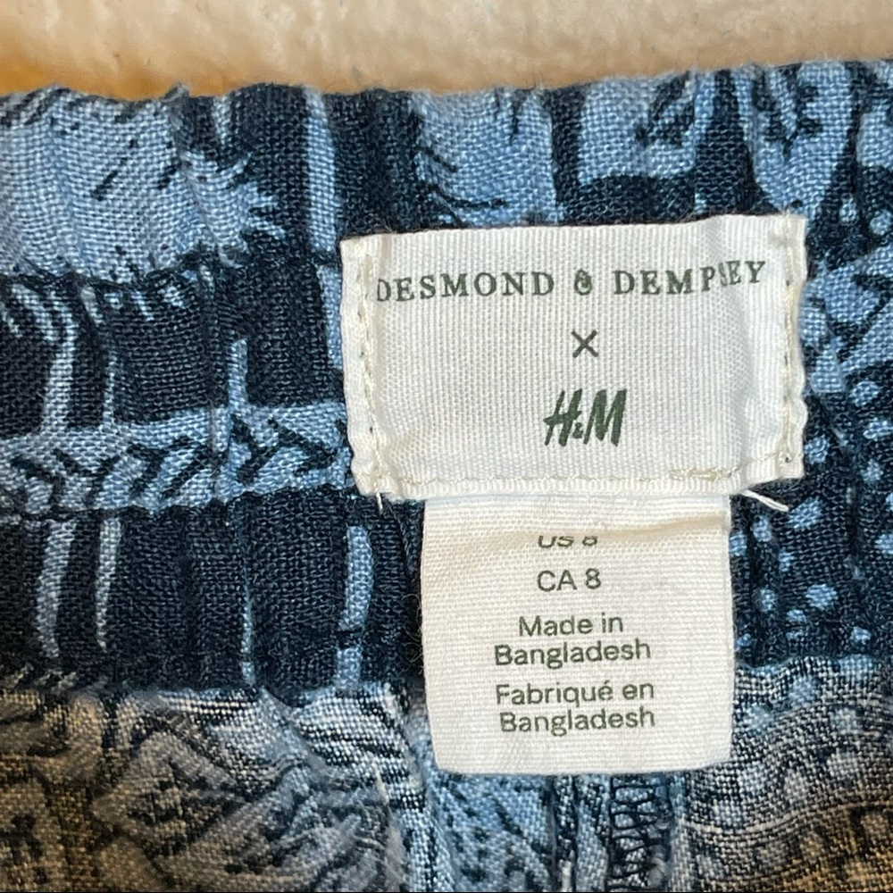 H&M x Desmond & Dempsey Tropical Botanical Print Linen Pants Size 8 - Picture 5 of 7